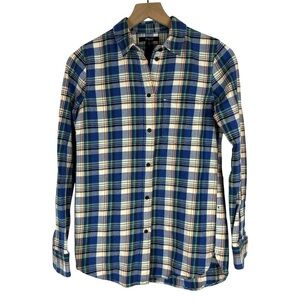 MADEWELL Women's Plaid Button Up 100% Cotton Mediumweight Flannel Shirt Size XS